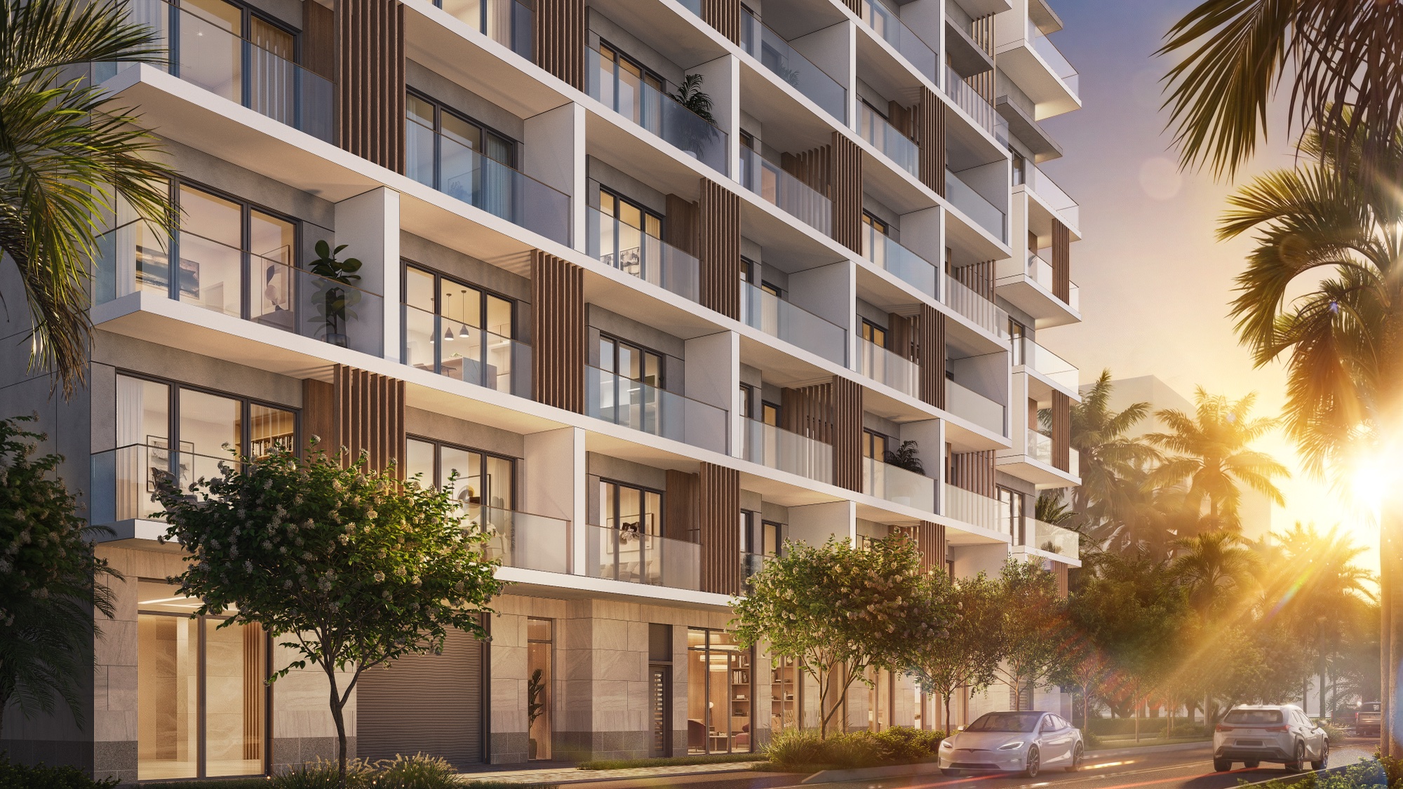 PARKSIDE Residences at Brickell — architectural detail of the parkside elevation.